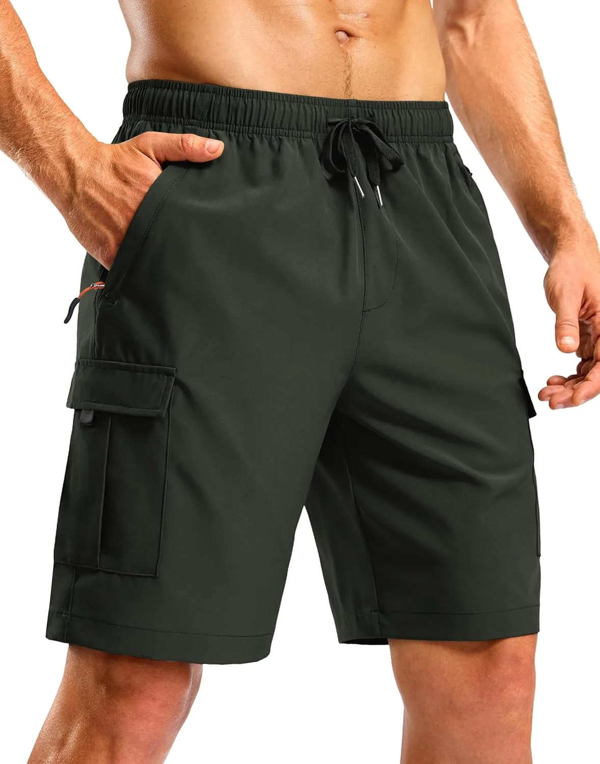 Pudolla Men's Hiking Cargo Shorts with 5 Pockets Lightweight 9" Outdoor Work Casual Shorts for Men Travel Fishing