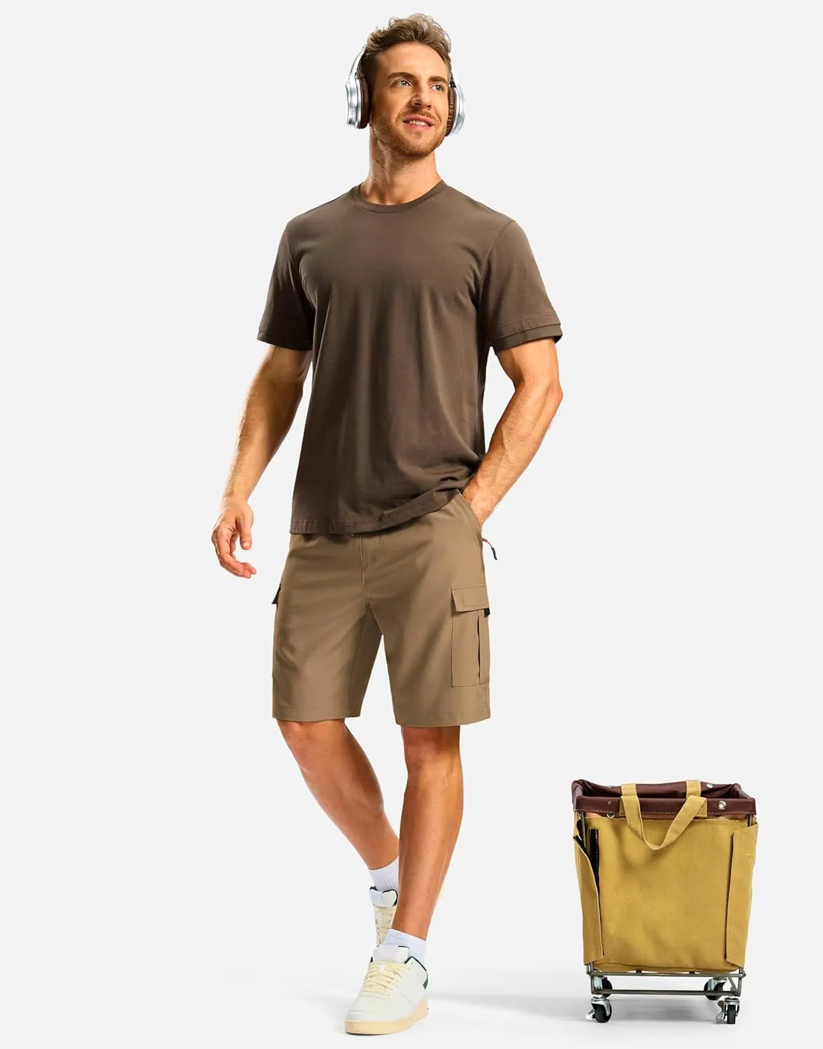 Pudolla Men's Hiking Cargo Shorts with 5 Pockets Lightweight 9" Outdoor Work Casual Shorts for Men Travel Fishing