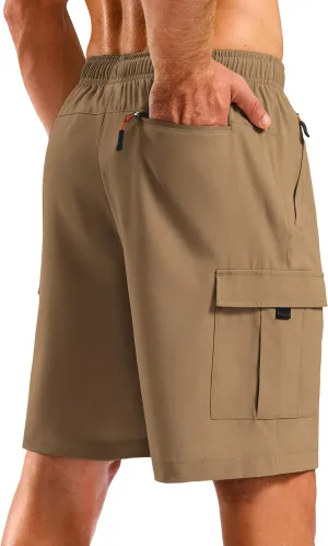 Pudolla Men's Hiking Cargo Shorts with 5 Pockets Lightweight 9" Outdoor Work Casual Shorts for Men Travel Fishing