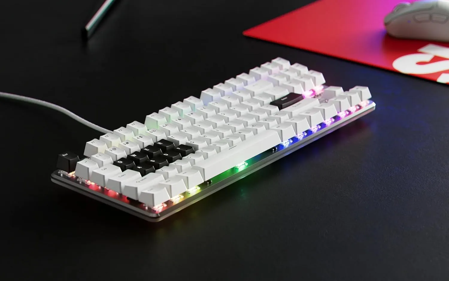 Pulsar PCMK 2 HE TKL Hall Effect Magnetic Gaming Keyboard, Rapid Trigger, Adjustable Actuation Magnetic Switch, 8k Polling, Ultra-Low Latency, RGB Lighting, Hot-Swap, Double Shot PBT Keycaps (White)