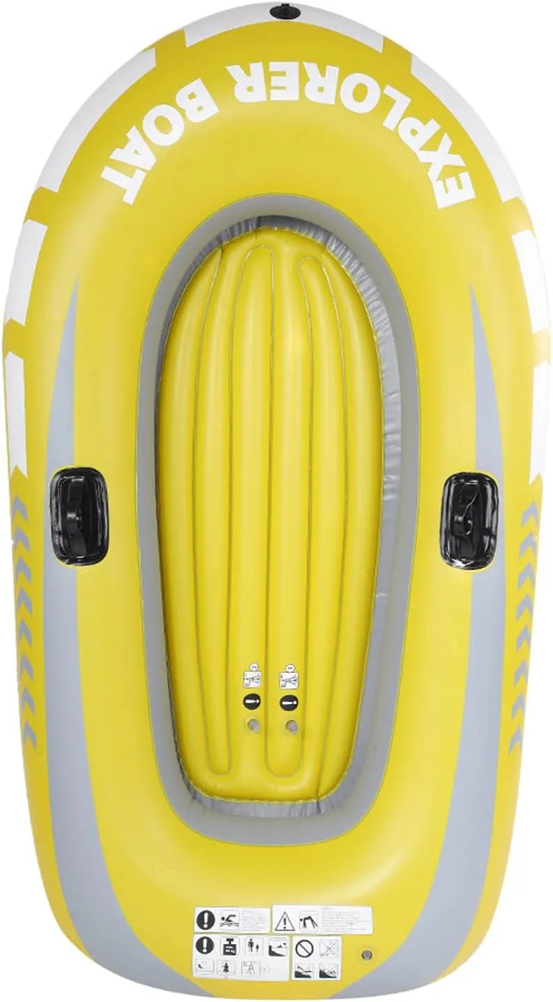 PVC Inflatable Kayak Canoe 2 Person Rowing Air Boat Fishing Diving Yellow 114 x 188cm 1615g