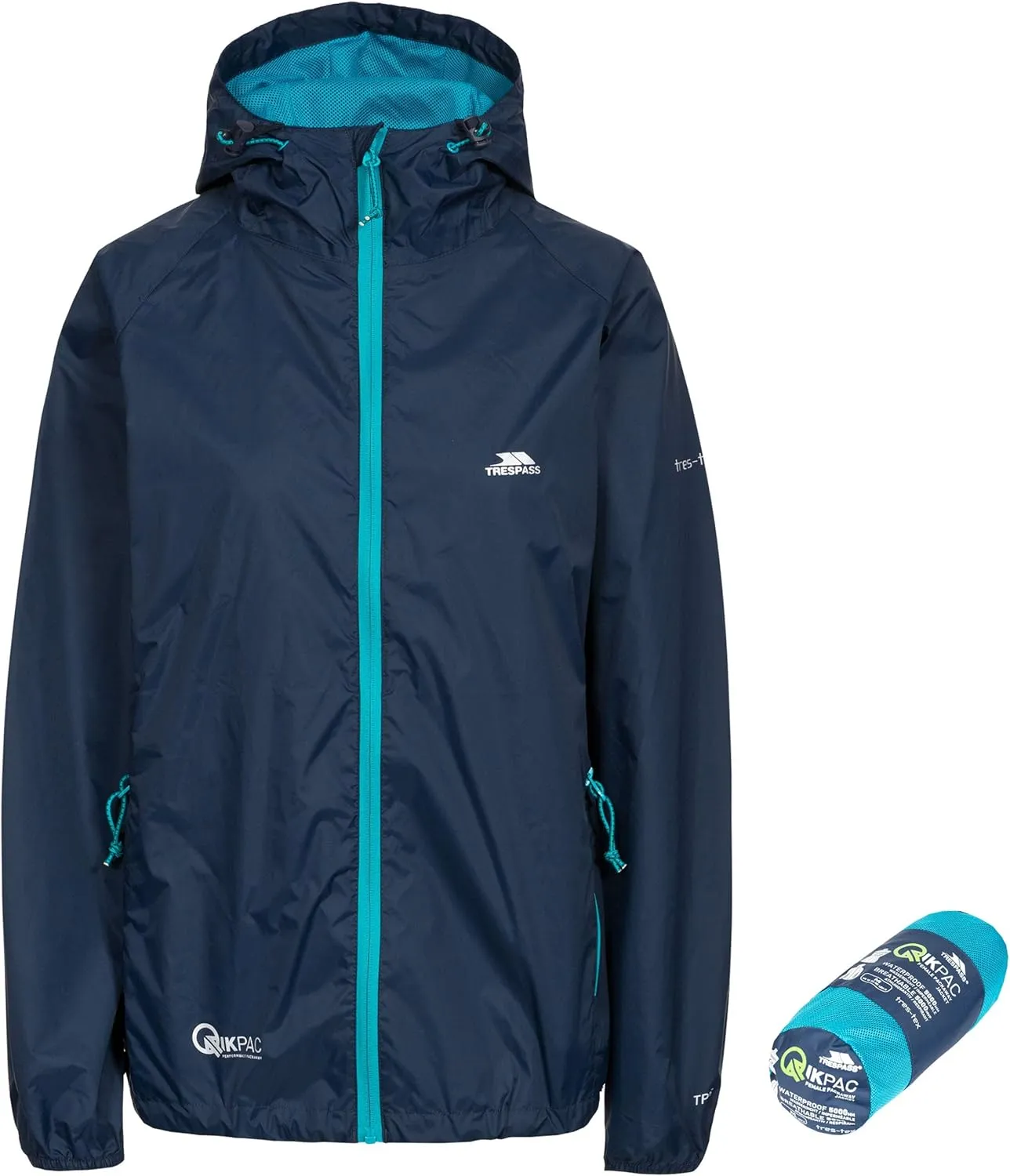 Qikpac Womens Packaway Waterproof Jacket Lightweight Hooded Raincoat