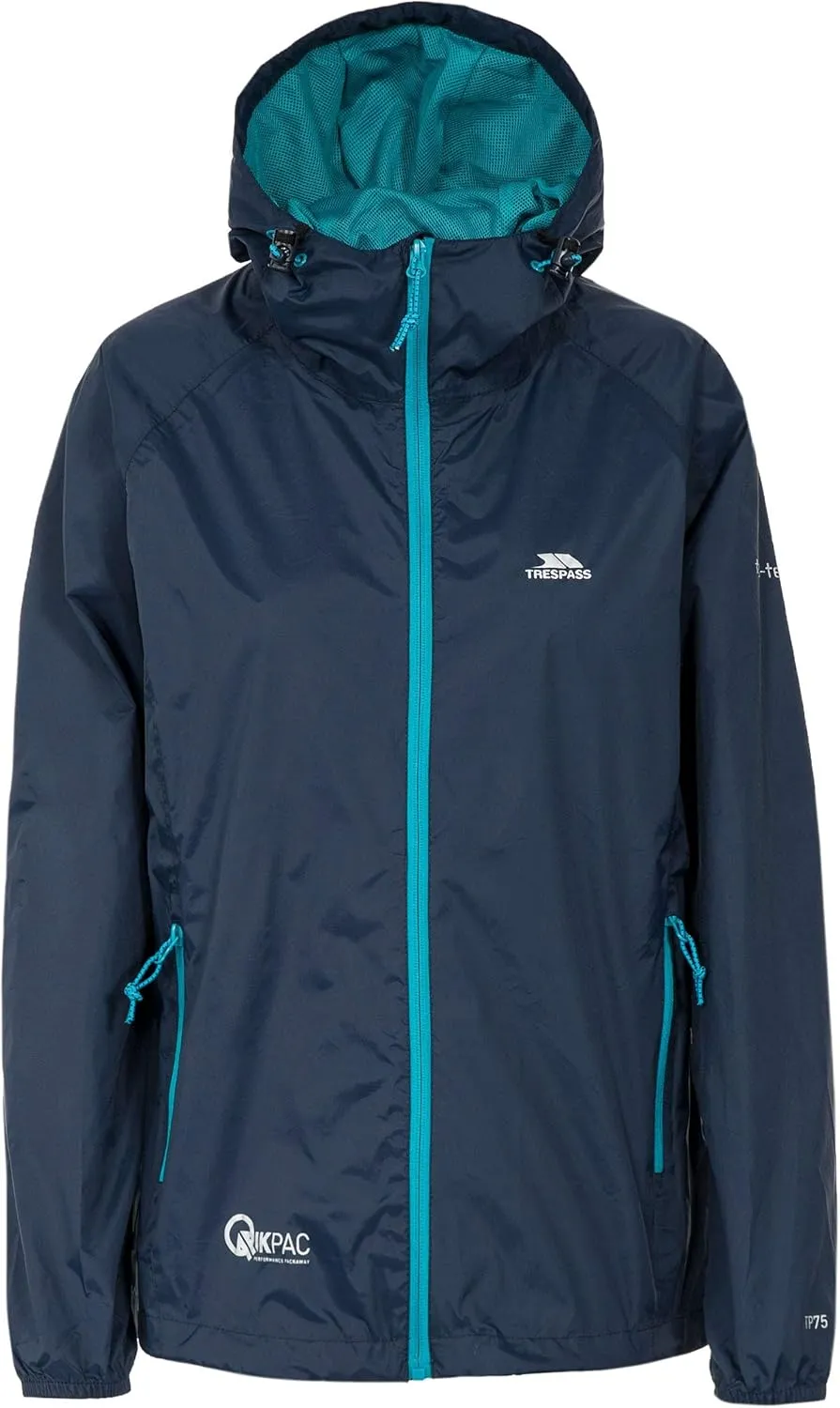 Qikpac Womens Packaway Waterproof Jacket Lightweight Hooded Raincoat