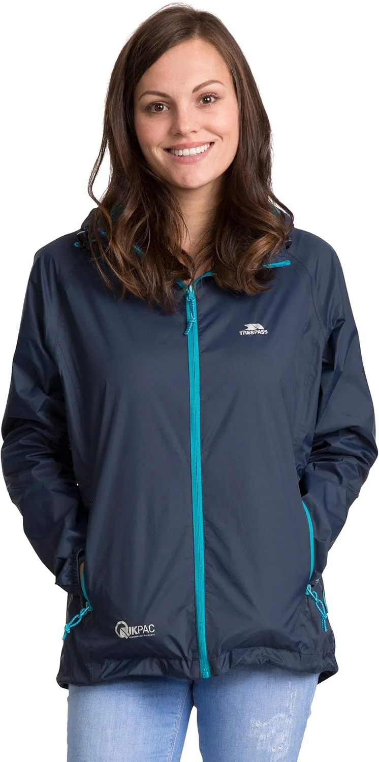 Qikpac Womens Packaway Waterproof Jacket Lightweight Hooded Raincoat