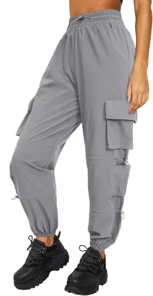 Quick Dry Cargo Pants Lightweight Tactical Hiking Pants with 6 Pockets for Women, Elastic Waist and Water-Resistant