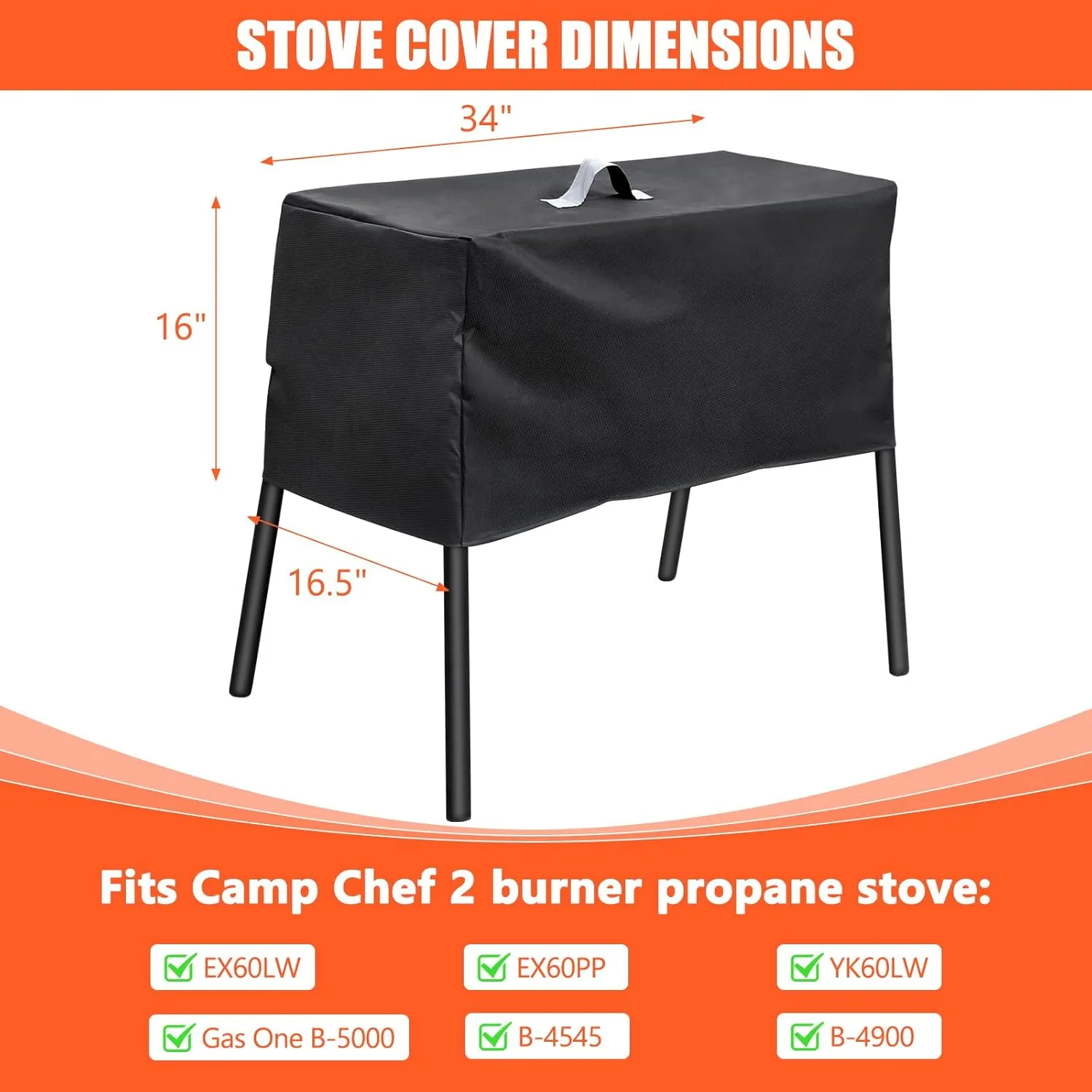 QuliMetal Patio Cover and Carry Bag for Camp Chef 2 Burner Stove, Stove Grill Cover and Carry Bag for Camp Chef Stove EX60P, EX60LW, EX60PP, EX60B, EX280LW, EX170LW, Gas One B-5000 B-4545 B-4900