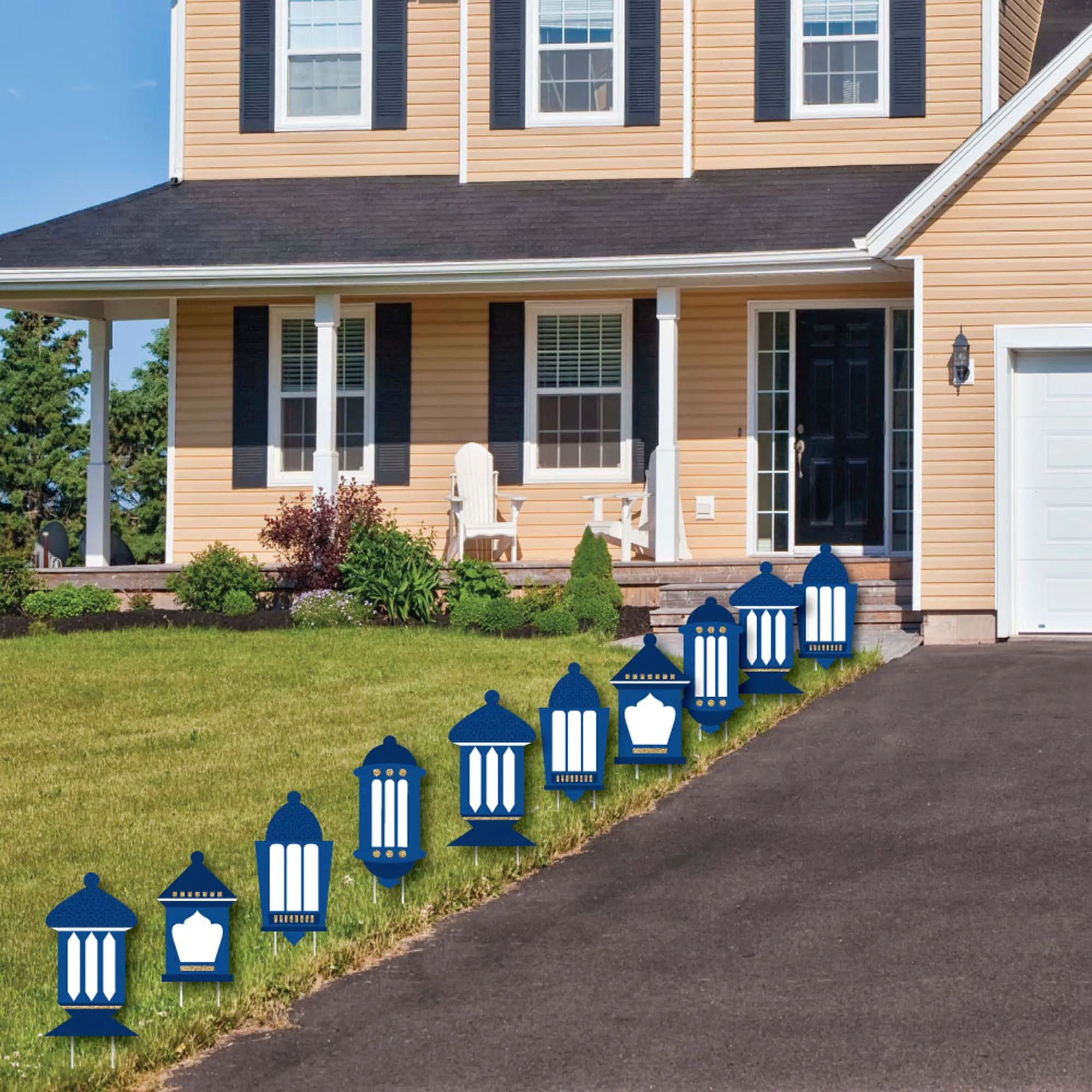 Ramadan - Lantern Lawn Decorations - Outdoor Eid Mubarak Yard Decorations - 10 Piece