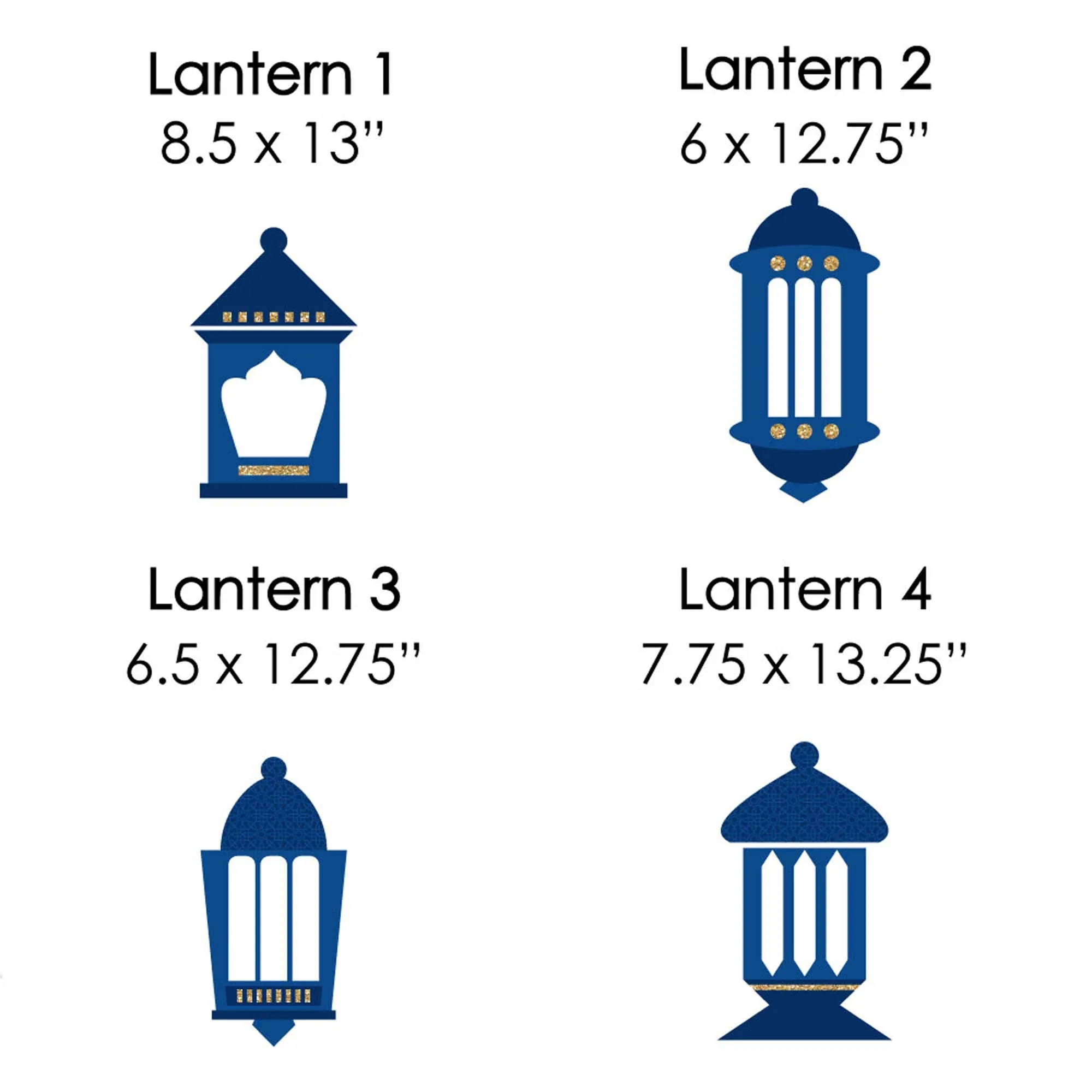 Ramadan - Lantern Lawn Decorations - Outdoor Eid Mubarak Yard Decorations - 10 Piece