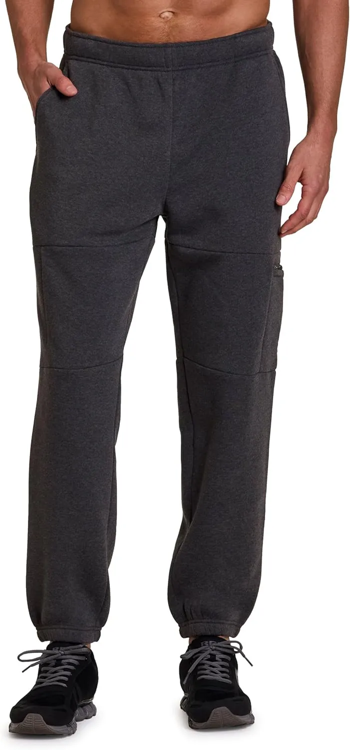 RBX Active Men's Fleece Sweatpants, Cotton Blend Cargo Pants Fleece Joggers Workout Hiking Joggers with Cargo Pockets