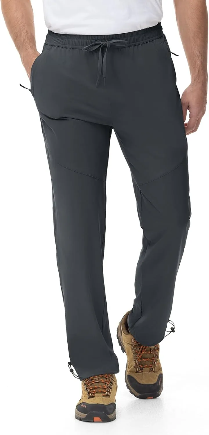 Rdruko Men's Lightweight Hiking Pants Athletic Quick Dry Water Resistant Casual Pants with Zipper Pockets for Outdoor