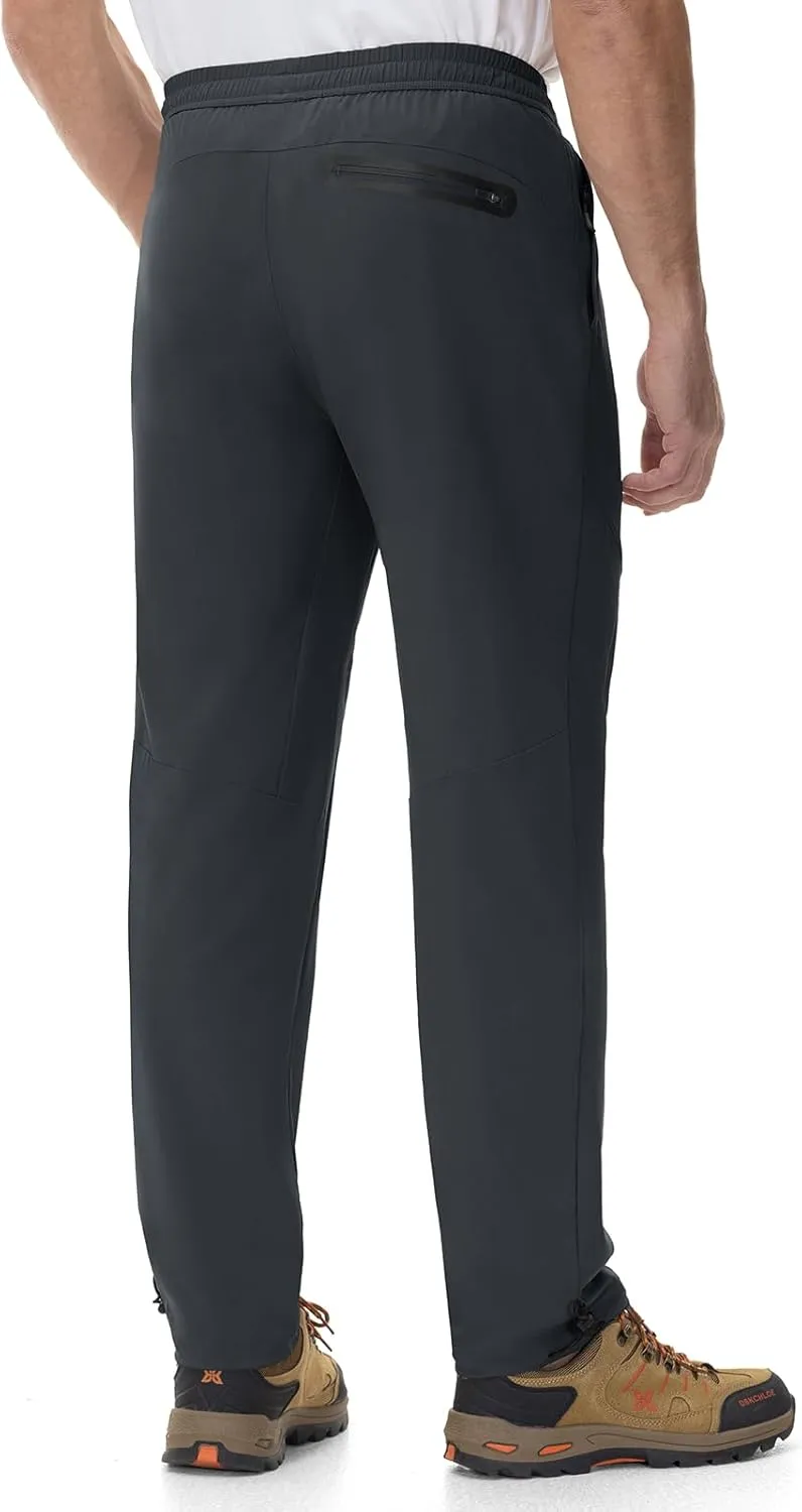 Rdruko Men's Lightweight Hiking Pants Athletic Quick Dry Water Resistant Casual Pants with Zipper Pockets for Outdoor