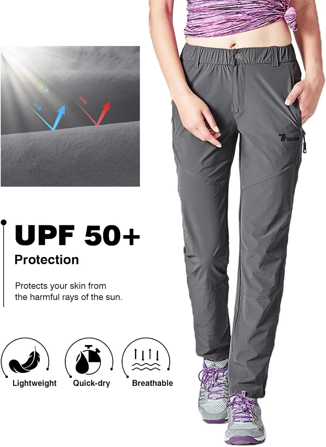 Rdruko Women's Hiking Pants Lightweight Quick Dry Water Resistant Outdoor Travel Fishing Pants with Pockets