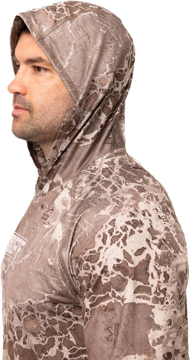 Realtree Men's Camo Sun Hooded Shirts, Lightweight, Breathable for Fishing, Hiking and Outdoors