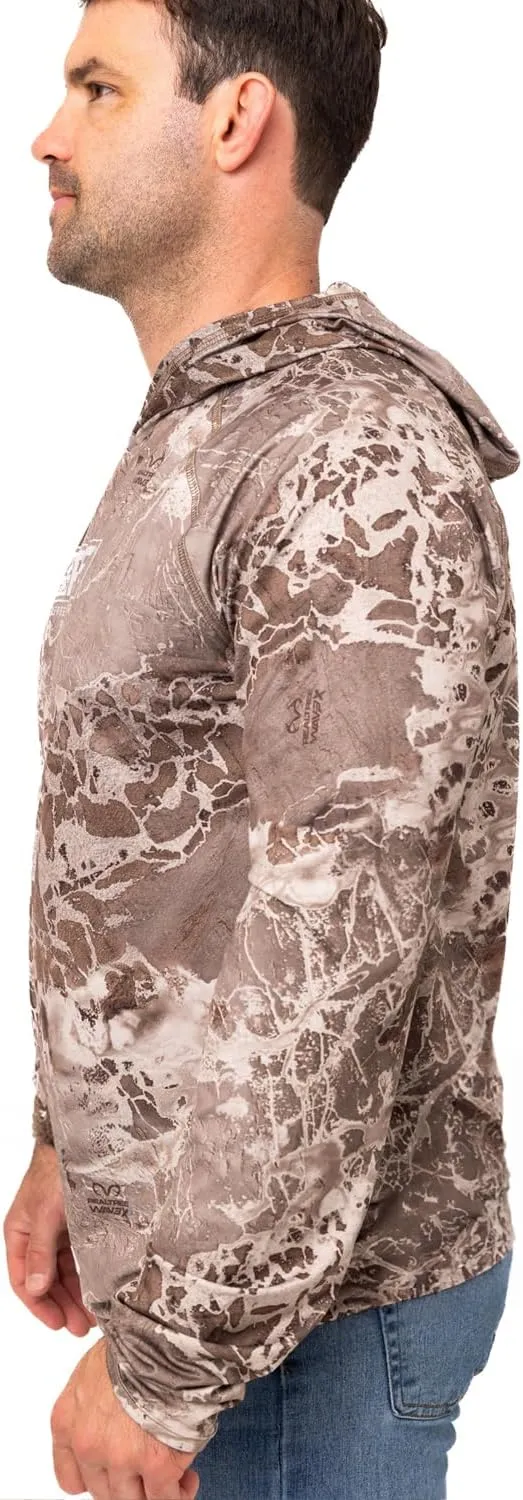 Realtree Men's Camo Sun Hooded Shirts, Lightweight, Breathable for Fishing, Hiking and Outdoors