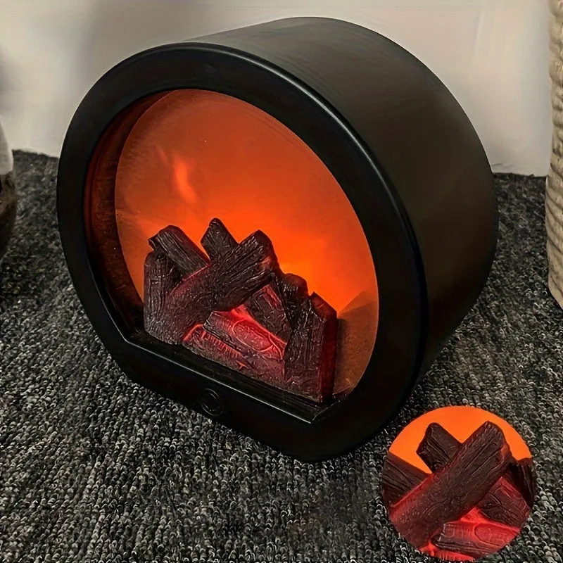 Rectangle Fireplace Lantern with Realistic Flame Effect