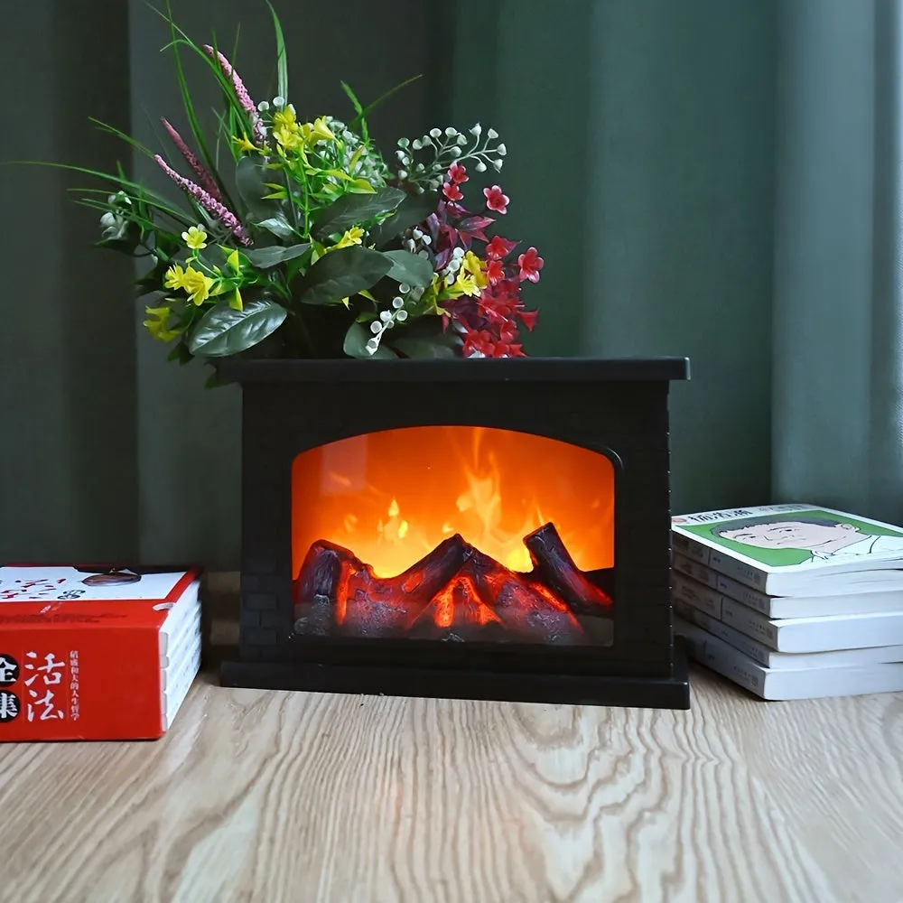 Rectangle Fireplace Lantern with Realistic Flame Effect
