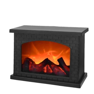 Rectangle Fireplace Lantern with Realistic Flame Effect
