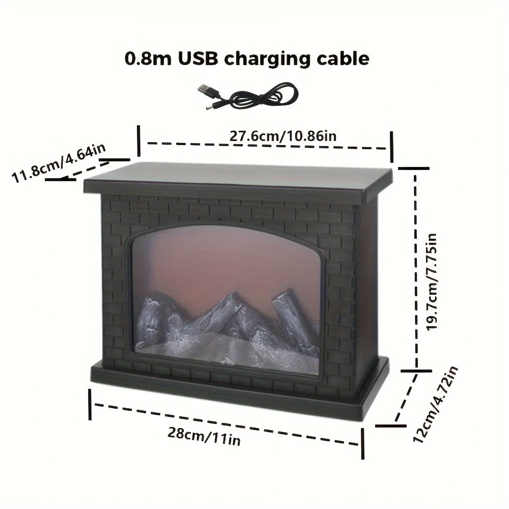 Rectangle Fireplace Lantern with Realistic Flame Effect