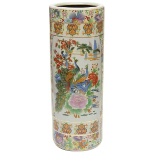 Red Lantern 24" Satsuma Birds & Flowers Porcelain Umbrella Stand for Indoor/Outdoor Use in Garden Entryway Living Room Boho Eclectic Modern Contemporary Classic Traditional Style Decor
