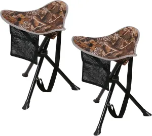 RedSwing Camping Stool Folding 2 Pack, Portable and Lightweight Tripod Camp Stools for Fishing Backpacking Hiking Hunting, Camouflage
