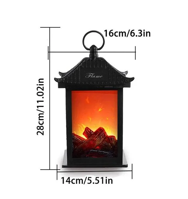 Retro Fireplace Lantern – Flickering Flame Night Light for Christmas Charm, USB/Battery-Powered Holiday Décor