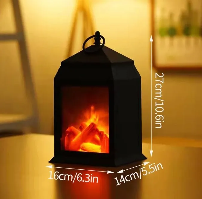 Retro Fireplace Lantern – Flickering Flame Night Light for Christmas Charm, USB/Battery-Powered Holiday Décor