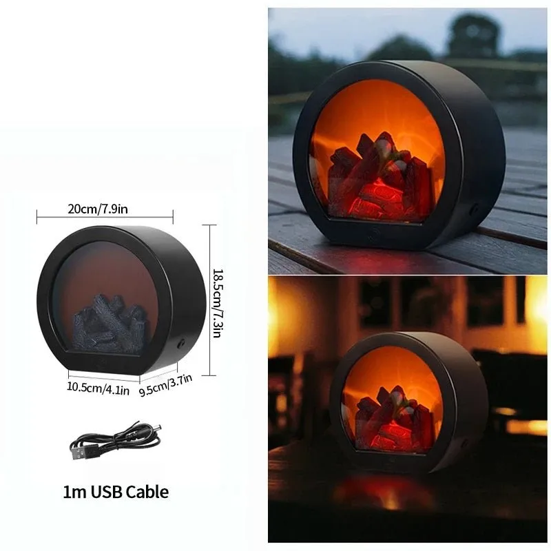 Retro Fireplace Lantern – Flickering Flame Night Light for Christmas Charm, USB/Battery-Powered Holiday Décor