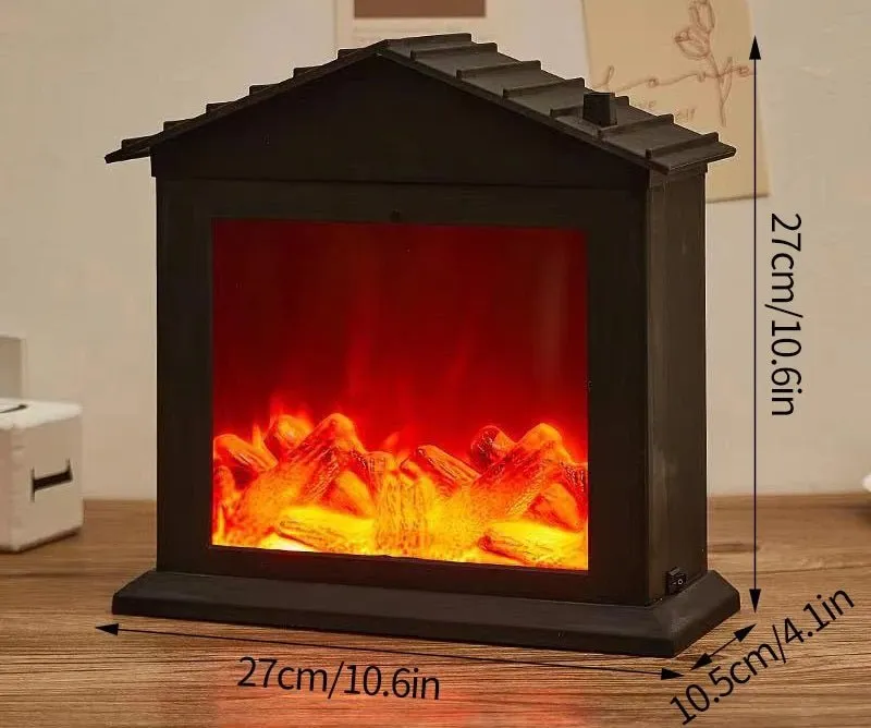 Retro Fireplace Lantern – Flickering Flame Night Light for Christmas Charm, USB/Battery-Powered Holiday Décor