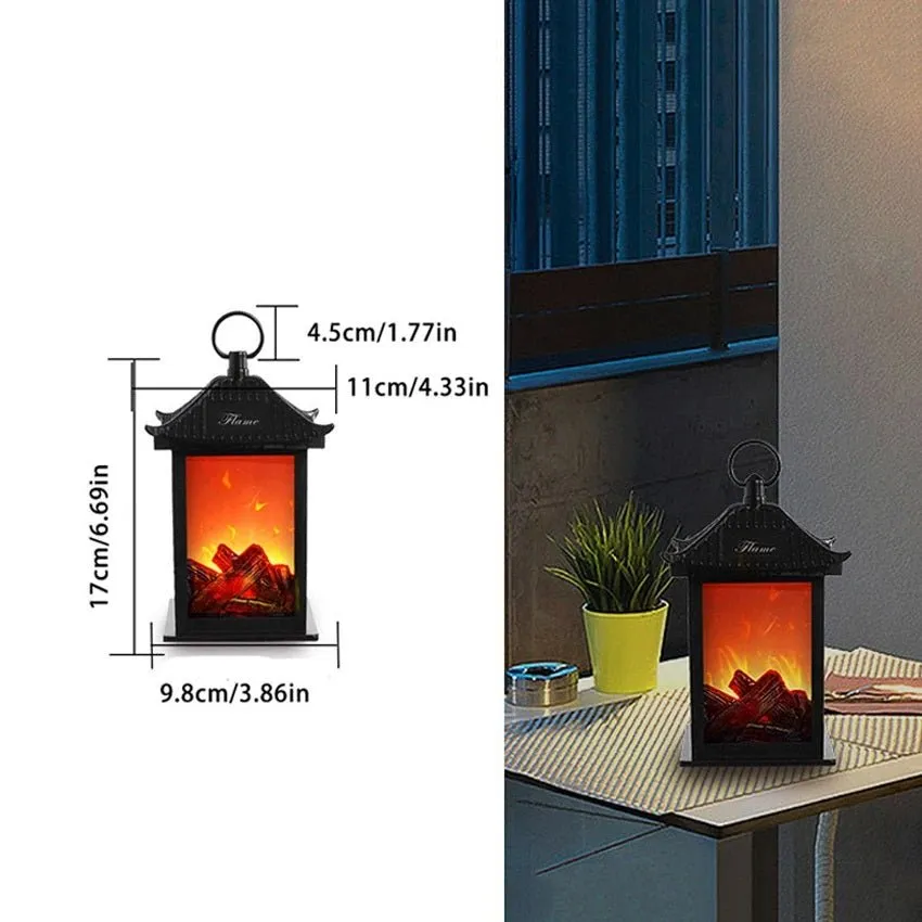 Retro Fireplace Lantern – Flickering Flame Night Light for Christmas Charm, USB/Battery-Powered Holiday Décor