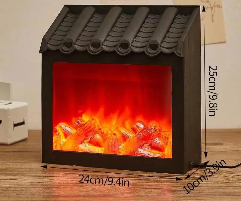 Retro Fireplace Lantern – Flickering Flame Night Light for Christmas Charm, USB/Battery-Powered Holiday Décor