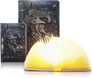 Retro Folding Book Lamp,Novelty LED Night Light,Relief 3-Color Desk lamp, Gift for Book Lovers and Librarians (Large Size)