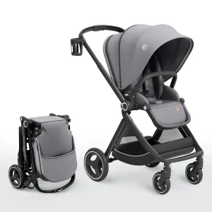 Reversible Baby Stroller, ELITTLE EMU Full-Size Toddler Stroller, Full Recline Cockpit Compact Stroller, 0-36 Months Newborn Infant Stroller, All-Terrain Stroller for City, Outdoor (Gray)