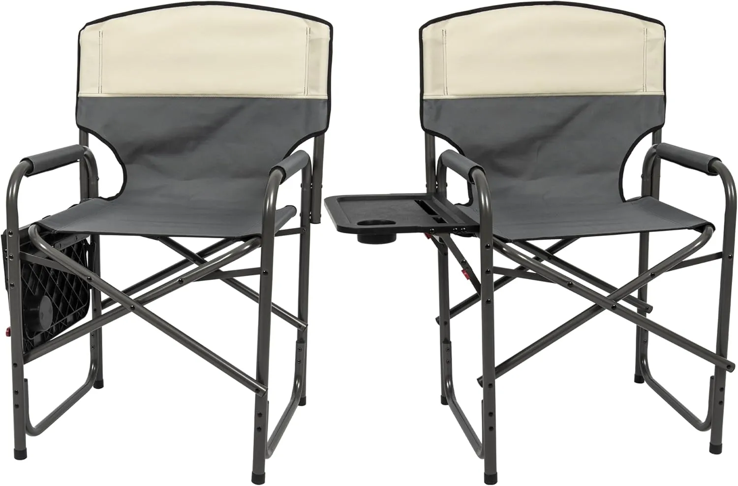 Rio Brands Set of 2 Broadback Compact Design Directors Outdoor Folding Camping Chair, Slate/Putty