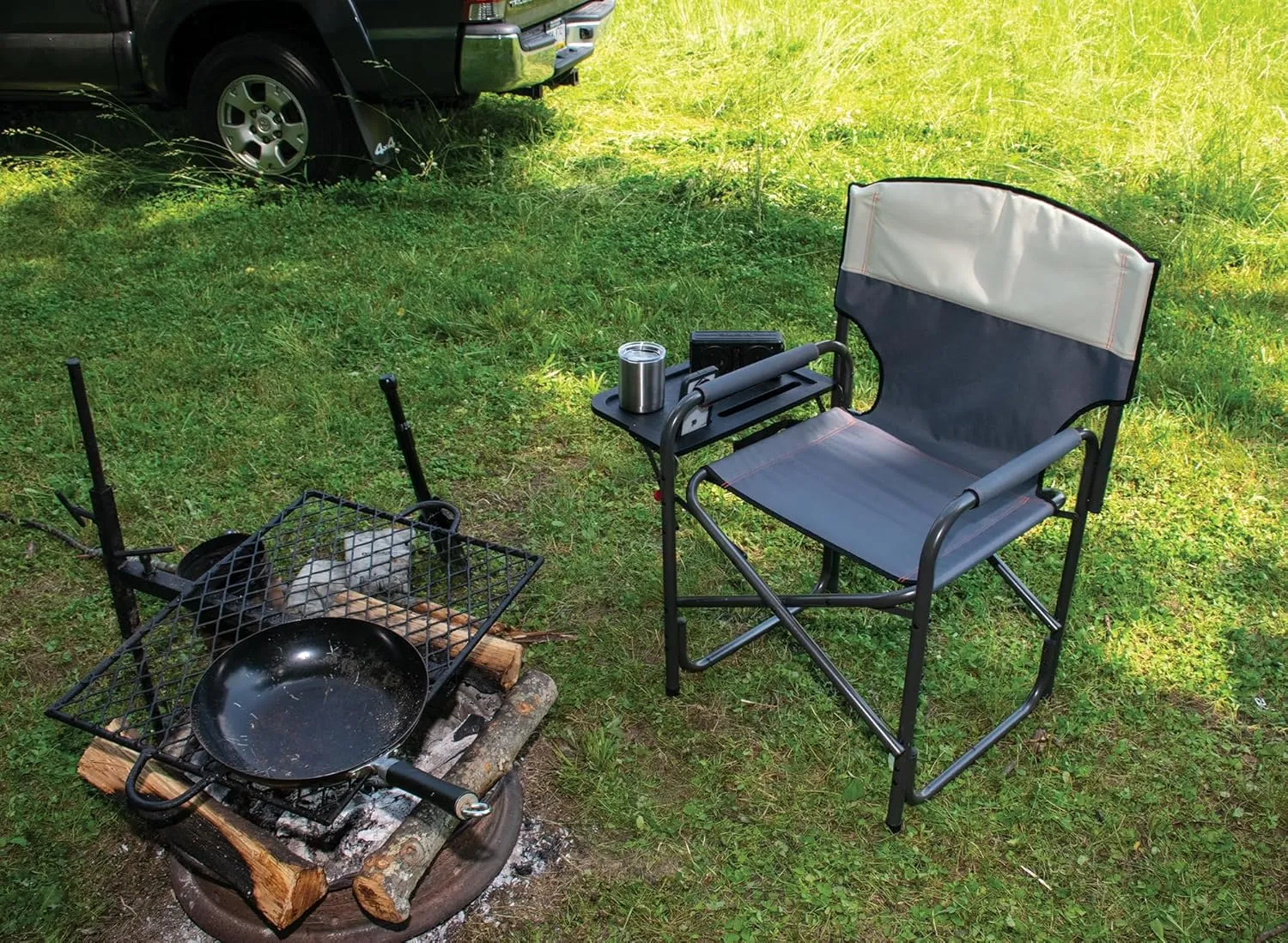 Rio Brands Set of 2 Broadback Compact Design Directors Outdoor Folding Camping Chair, Slate/Putty