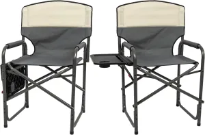 Rio Brands Set of 2 Broadback Compact Design Directors Outdoor Folding Camping Chair, Slate/Putty