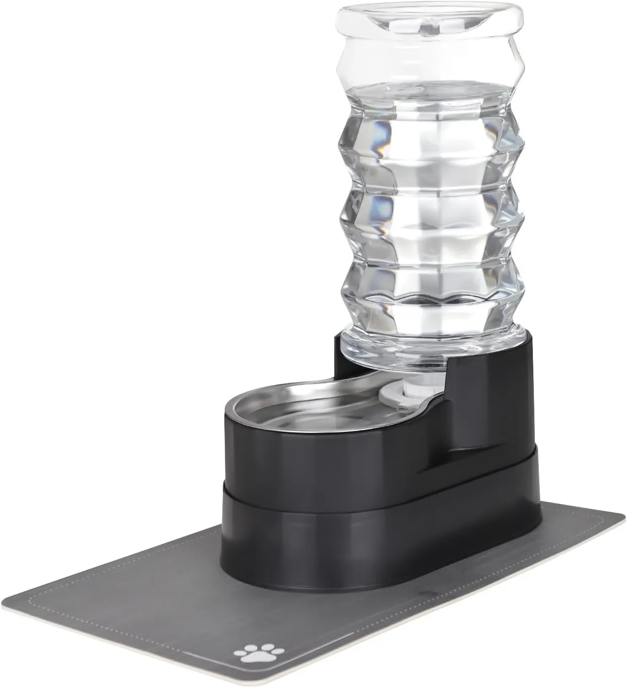 RIZZARI 8L Raised Automatic Pet Waterer, Gravity fed Stainless Steel Waterer, 100% BPA Free, Large Capacity Feeder for Cats and Medium to Large Dogs (Black,8L)