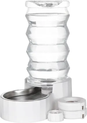 RIZZARI Upgraded 8L Automatic Gravity Dog Water Bowl Dispenser, 100% BPA-Free, Stainless Steel Cat Water Dispenser, Large Capacity Water Dispenser with Two Caps and Filters (Pure White,8L)
