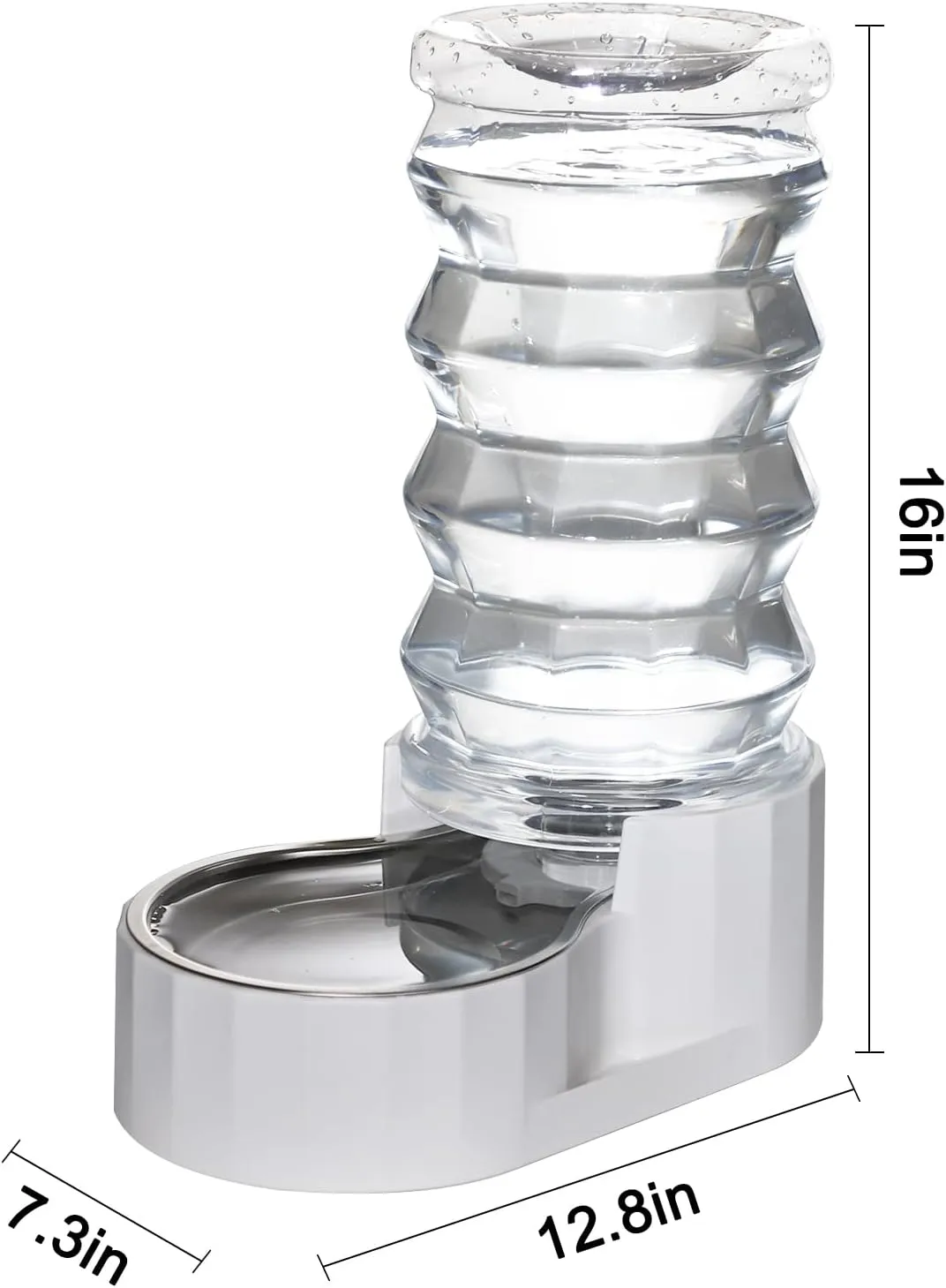 RIZZARI Upgraded 8L Automatic Gravity Dog Water Bowl Dispenser, 100% BPA-Free, Stainless Steel Cat Water Dispenser, Large Capacity Water Dispenser with Two Caps and Filters (Pure White,8L)