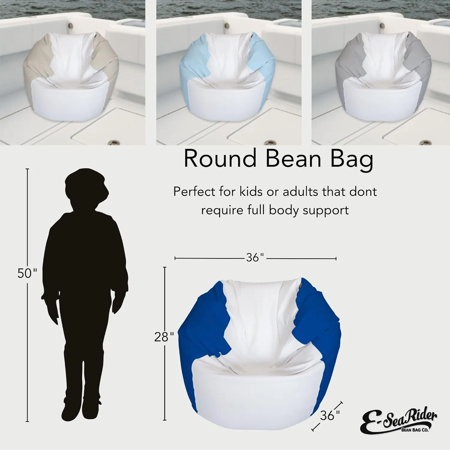 Round Marine Beanbag (Medium, Multi) (White/Royal)
