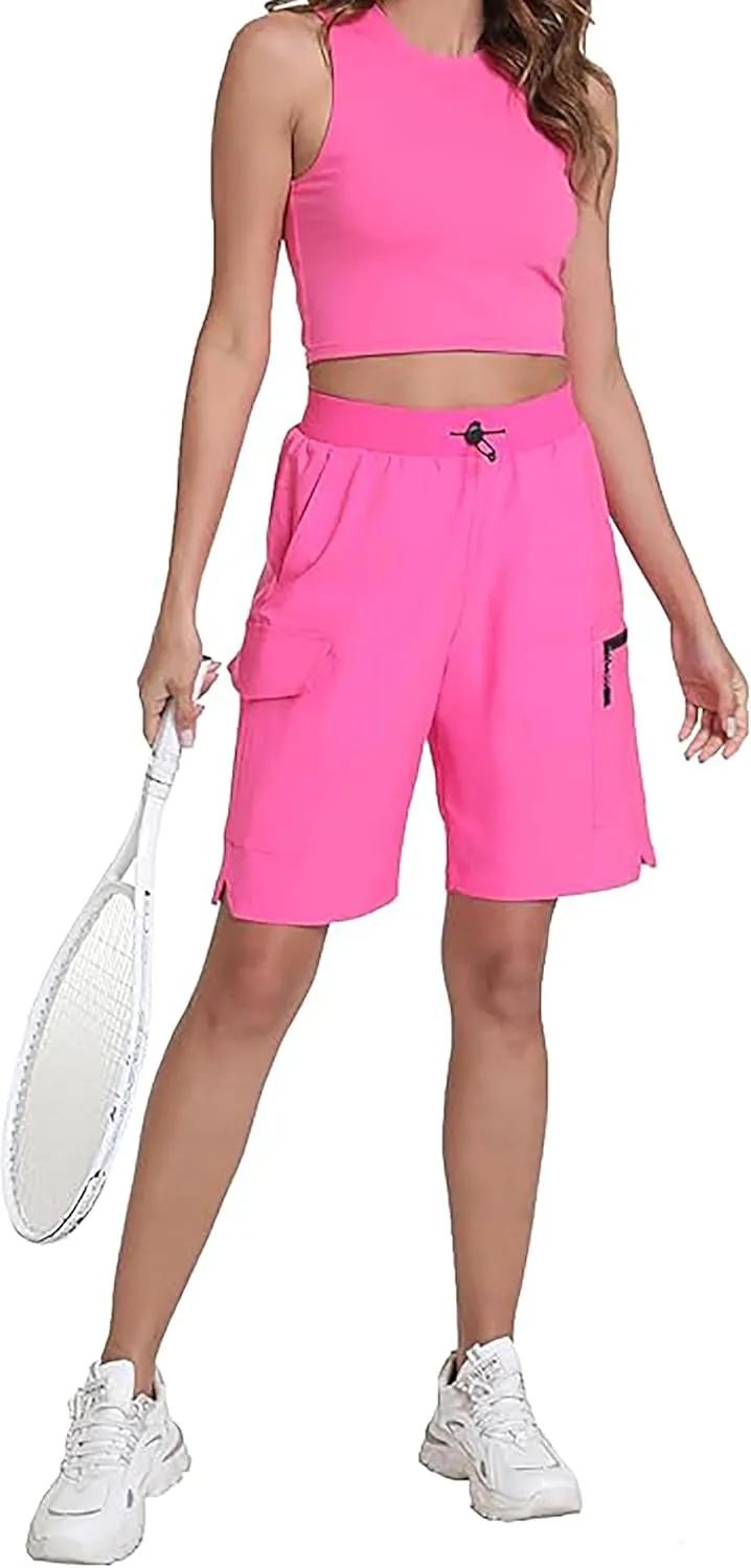 Rrosseyz Women's Hiking Cargo Shorts with Pockets Quick Dry Athletic Gym for Women Exercise Lounge