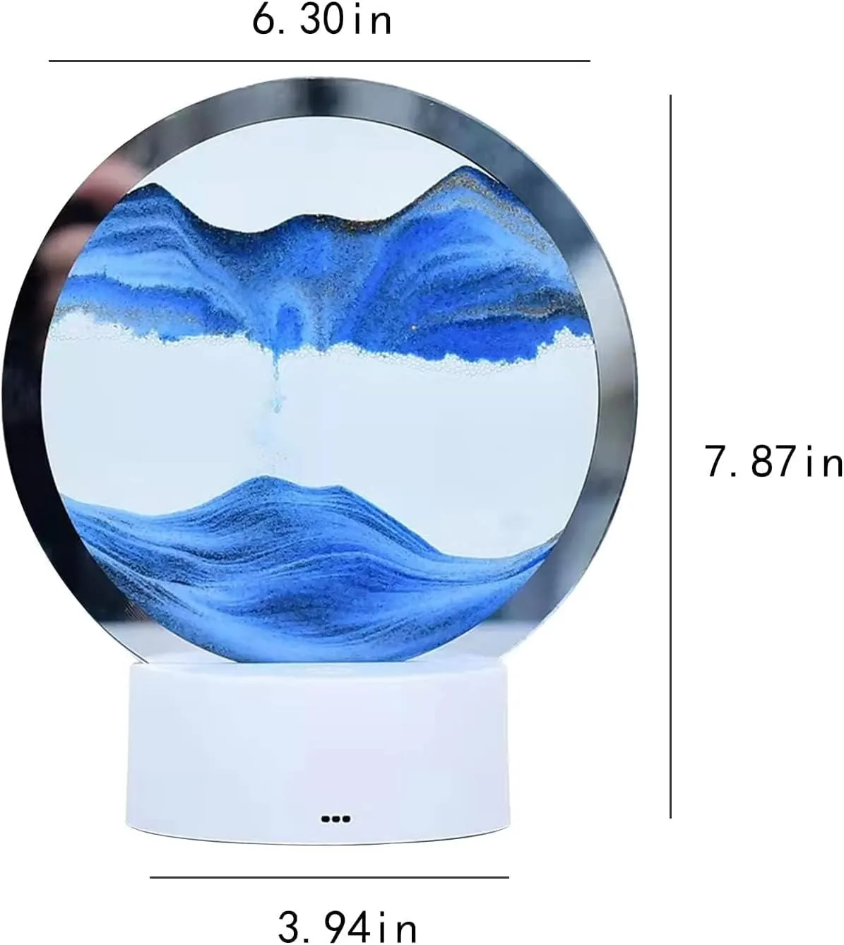 rysnwsu Moving Sand Art Picture Round Glass 3D Deep Sea Sandscape in Motion Display Flowing Sand Frame, Children's Large Desktop Art Toys, Home & Office Desktop Decorations(Blue, Button-Crotrol)
