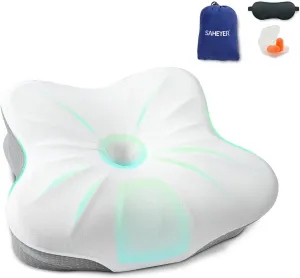 SAHEYER Memory Foam Travel Pillow, Small Camping Pillows for Sleeping, Neck Support Camping Gear Accessories - Travel Essentials for Sleeping, Backpacking Pillow, Hammock Pillow, Gray