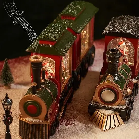 Santa Claus Snowman Train Music Box Crystal Ball Ornaments Christmas Gift Christmas Eve Music Box  Table Decoration