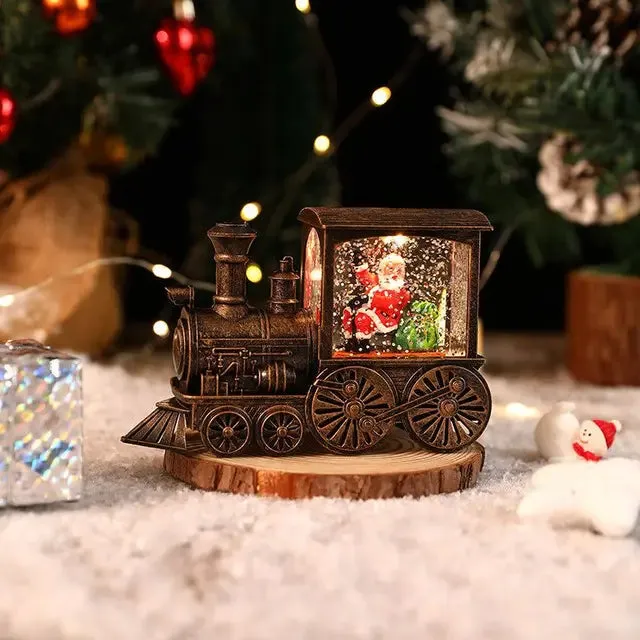 Santa Claus Snowman Train Music Box Crystal Ball Ornaments Christmas Gift Christmas Eve Music Box  Table Decoration