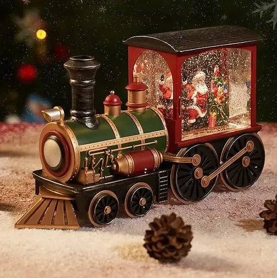 Santa Claus Snowman Train Music Box Crystal Ball Ornaments Christmas Gift Christmas Eve Music Box  Table Decoration
