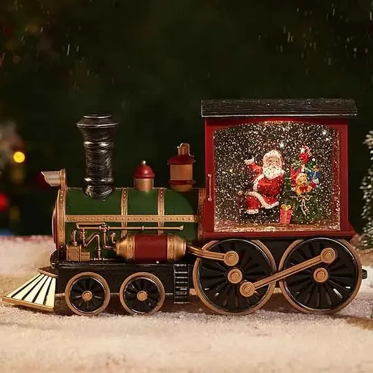 Santa Claus Snowman Train Music Box Crystal Ball Ornaments Christmas Gift Christmas Eve Music Box  Table Decoration