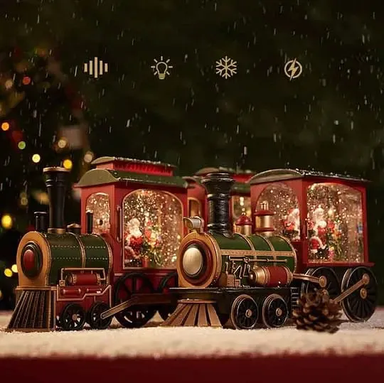 Santa Claus Snowman Train Music Box Crystal Ball Ornaments Christmas Gift Christmas Eve Music Box  Table Decoration