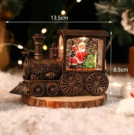 Santa Claus Snowman Train Music Box Crystal Ball Ornaments Christmas Gift Christmas Eve Music Box  Table Decoration
