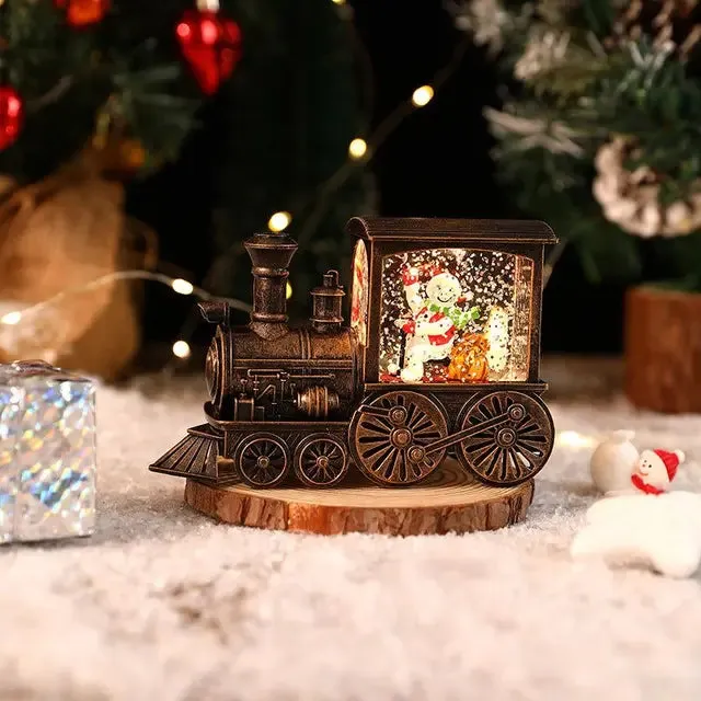 Santa Claus Snowman Train Music Box Crystal Ball Ornaments Christmas Gift Christmas Eve Music Box  Table Decoration