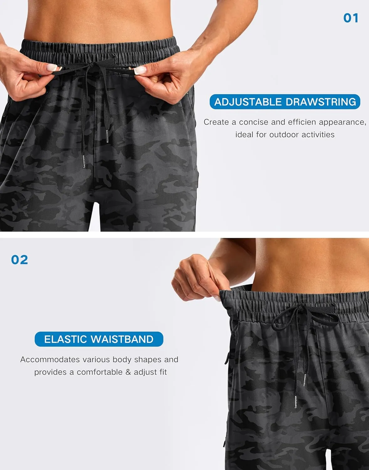 SANTINY Women's 15" Long Shorts with Pockets Below The Knee Length Hiking Cargo Capris Lightweight Quick Dry Bermuda Shorts